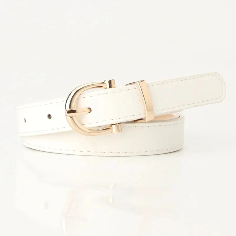 2024 Women Belts New PU Leather Simple Metal Buckle Belt Girls Dress Jean Pants Waistband Belts for Lady Luxury Designer Brand