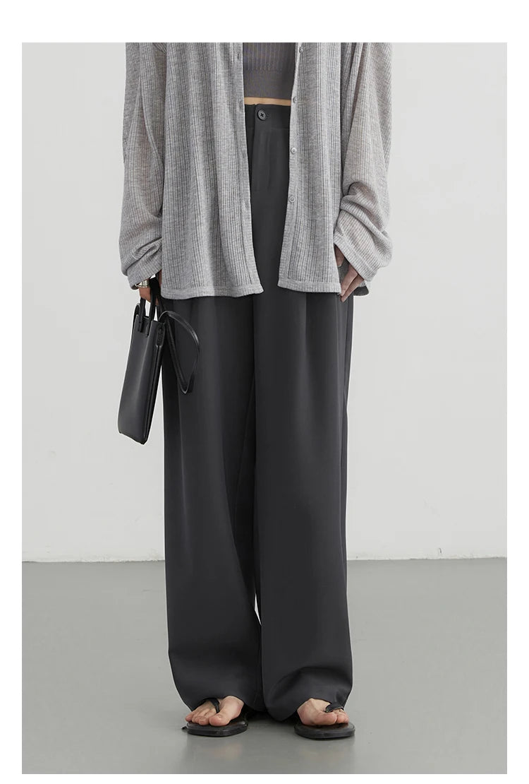 CHIC VEN Women Pants New Casual High Waisted Female Pleated Trousers Drooping Wide Leg Long Pant Office Lady Spring Summer 2025