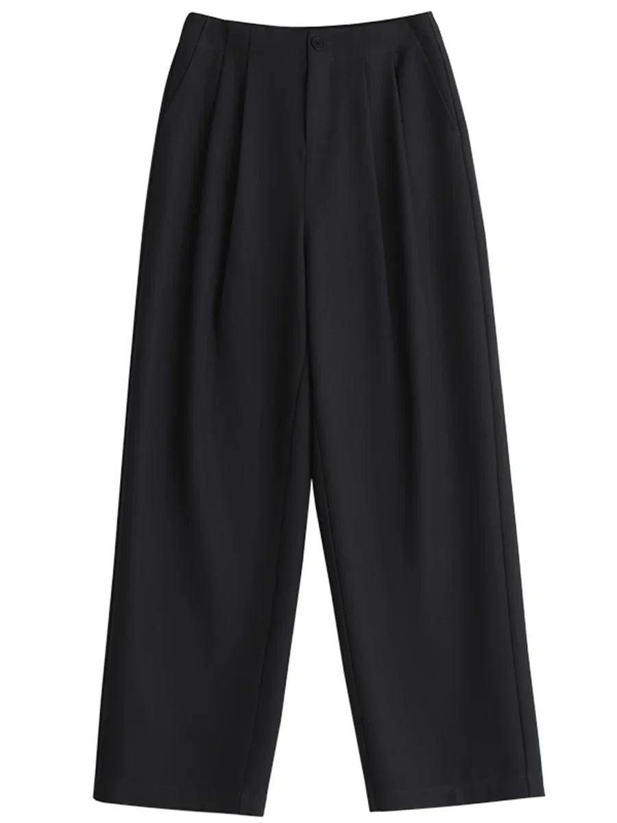 CHIC VEN Women Pants New Casual High Waisted Female Pleated Trousers Drooping Wide Leg Long Pant Office Lady Spring Summer 2025