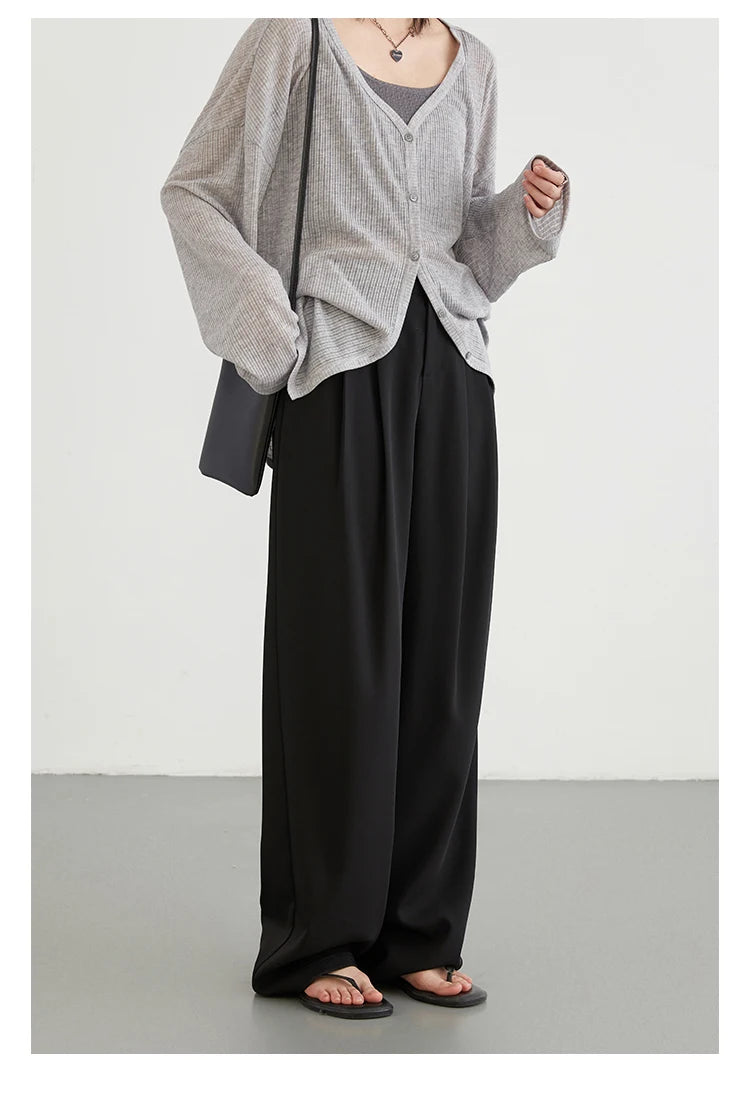 CHIC VEN Women Pants New Casual High Waisted Female Pleated Trousers Drooping Wide Leg Long Pant Office Lady Spring Summer 2025