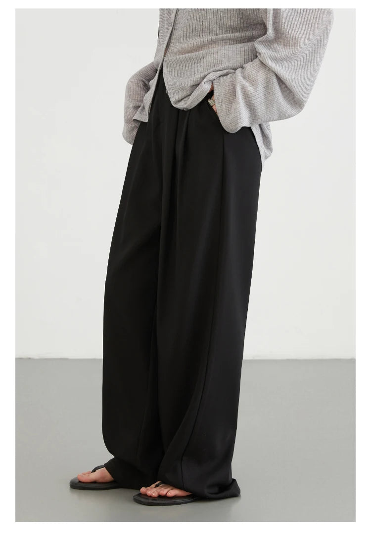 CHIC VEN Women Pants New Casual High Waisted Female Pleated Trousers Drooping Wide Leg Long Pant Office Lady Spring Summer 2025